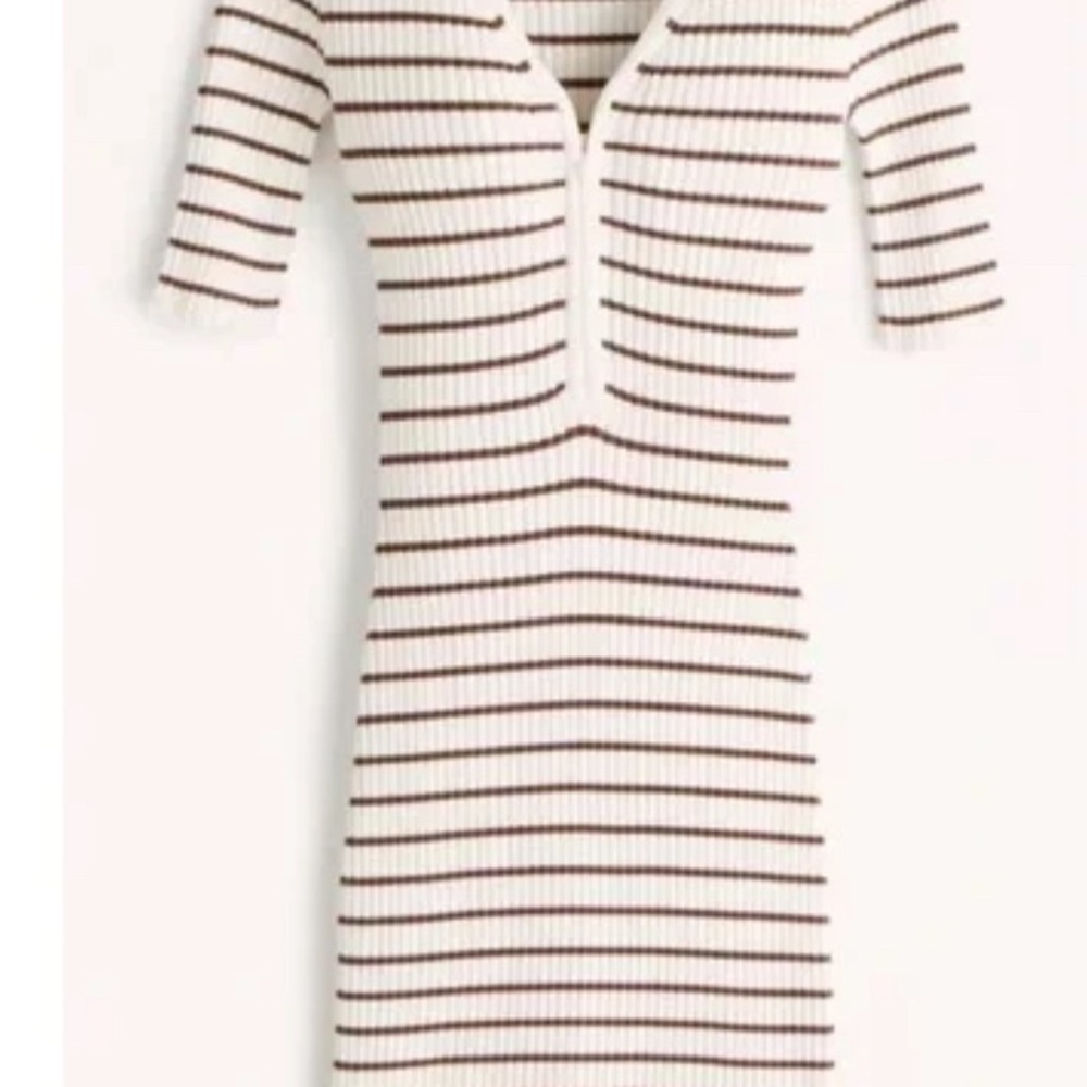 Half Zip Polo Mini Sweater Dress